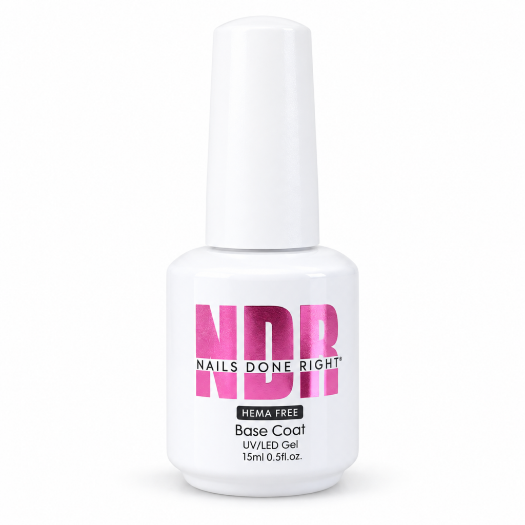 Nails Done Right HEMA-free gel base coat in a 15 mL professional bottle