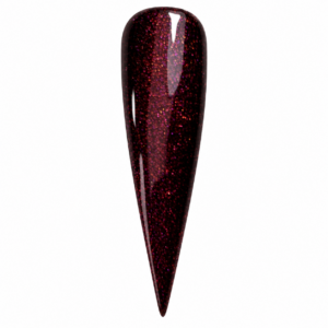 Lady LaLa deep burgundy gel polish swatch with copper and fuchsia shimmer on a white background