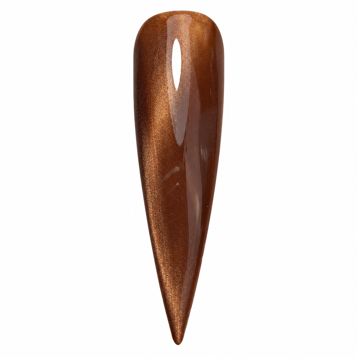 Cheegle HEMA-free brown cat eye gel polish swatch with copper shimmer