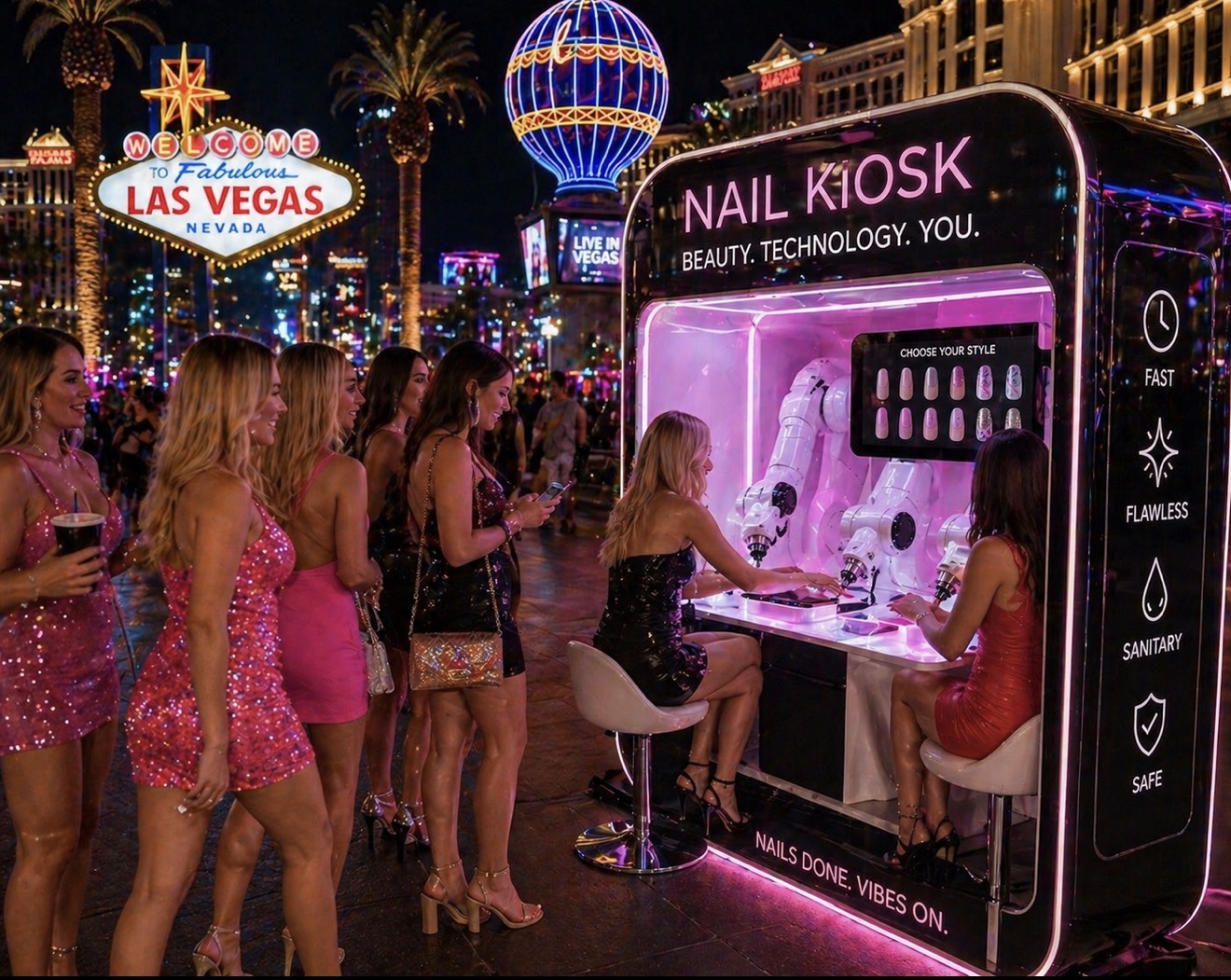 Nail kiosk in Las Vegas representing the future of nail technology