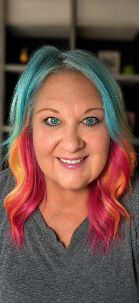 rainbow hair during a Virgo season self-care and beauty routine