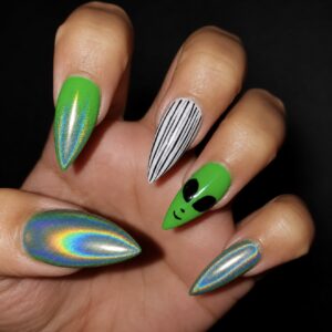 Radioactive bright neon green gel polish by Nails Done Righ