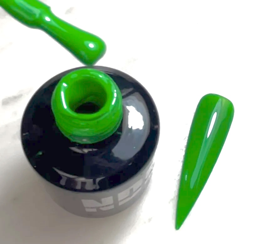 Radioactive bright neon green gel polish by Nails Done Ri