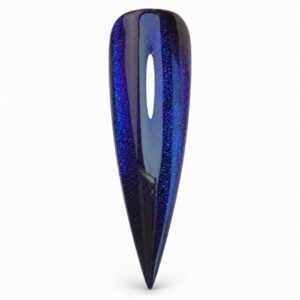 True Believer purple cat eye gel polish over Wednesday black gel polish