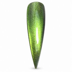 Frank green cat eye gel polish with metallic magnetic shimmer