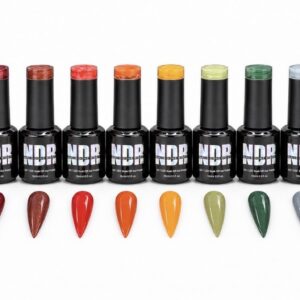 Twelve Nails Done Right Perfect Fall Collection gel polish bottles lined up together.