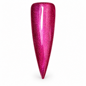 Ribbon Candy magenta pink cat eye gel polish swatch with magnetic shimmer on a white background