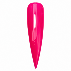 Julie Booli hot pink gel polish on a glossy pointed nail swatch against a white background.