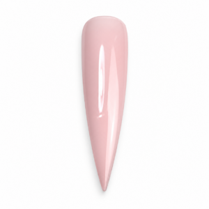 Lucky 13 sheer pink gel polish on a glossy nail swatch against a white background